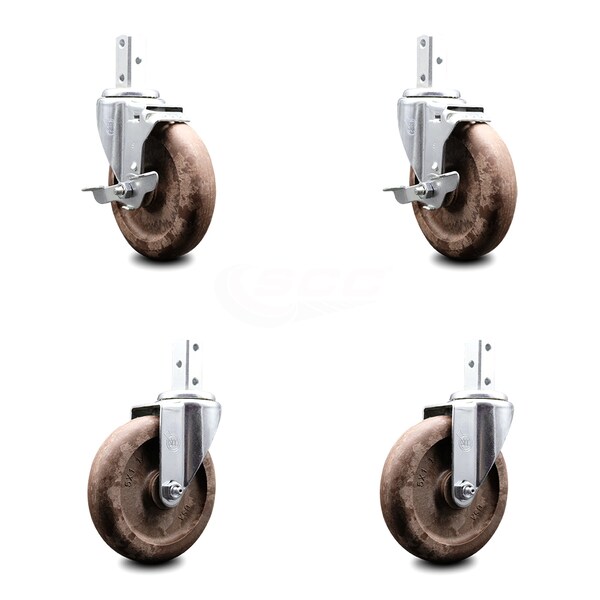 Service Caster 5 Inch High Temp Glass Filled Nylon 7/8 Inch Square Stem Caster Brakes SCC, 2PK SCC-SQ20S514-GFNSHT-TLB-78-2-S-2 - main